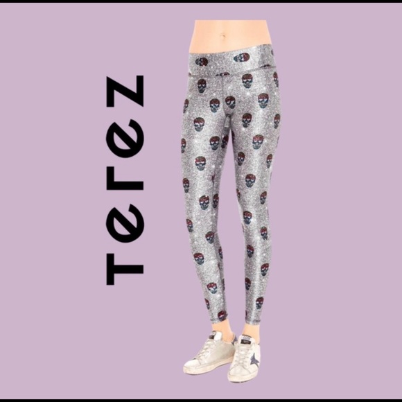 NWT Terez Skull Leggings , Full Length, High Waisted, Size M - Picture 2 of 6